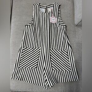 Umgee Black and White Striped Women's Romper